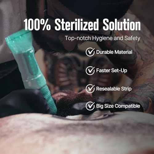 300pcs Tattoo Machine Covers Sealable Type - 2.4¡¿8 Inch Jungle Green Tattoo Pen Covers Machine Bags Sleeves for Cartridge Tattoo Machine - Professional Tattoo Supplies & Accessories