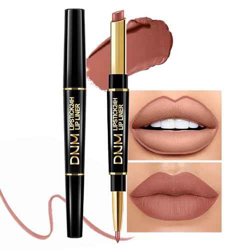 Kaely 2-in-1 Nude Brown Lip Liner & Lipstick Set Kit for Women, Matte Lips Kit with Lip Liner Lip Stains Long Lasting Waterproof 24 Hour Lipstick and Lip Liners Combo Lipliners Pencil Set 12