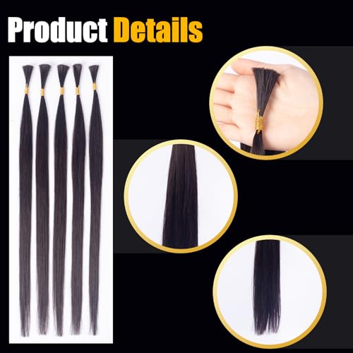 V Light Hair Extension Kit Hair Bulk, 18" 20" 22", 100 grams, Double Drawn,10 Bundles,100% Human V-light Bulk Hair Extensions #1B Black #613 blonde. (#1b 50g, 20inch)