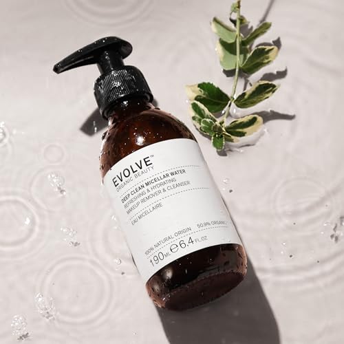 Evolve Organic Beauty - Deep Clean Micellar Water | Refresh, Hydrate, Soothe | Moringa Peptide, Hyaluronic Acid | Small-Batch, Vegan Clean Beauty (6.4 fl oz | 190 mL) Package May Vary