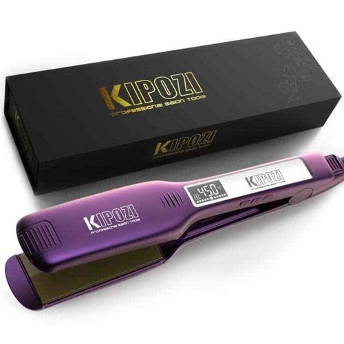 Professional Titanium 1.75Inch Flat Iron Hair Straightener & 2-in-1 Hair Styler with Digital LCD Display, Dual Voltage Instant Heating for Professional Straightening and Curling. (Violet)