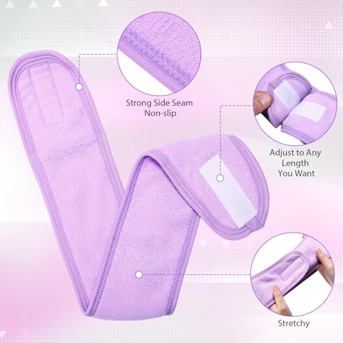 35 Pack Spa Facial Headband for Women Adjustable Face Wash Makeup Stretch Flannel Headband Bulk with Tape for Women Hair Wrap Towel Skincare Facial Mask Bath and Sport, Macaron Color