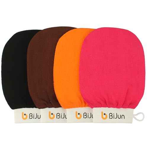 BiJun Exfoliating Glove Moroccan Kessa Scrub Exfoliating Gloves Deep Exfoliating Mitt Body Scrub Premium Scrub Wash Mitt Body Skincare at Home Shower or Bath Exfoliating Mitts for Dead Skin Remover