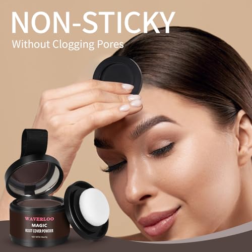 Waverloo Magic Root Cover Up Instantly Conceals High Forehead & Hair Loss - Sweat & Waterproof Root Touch Up Hair Powder for Women & Men (Dark Brown, 4g)
