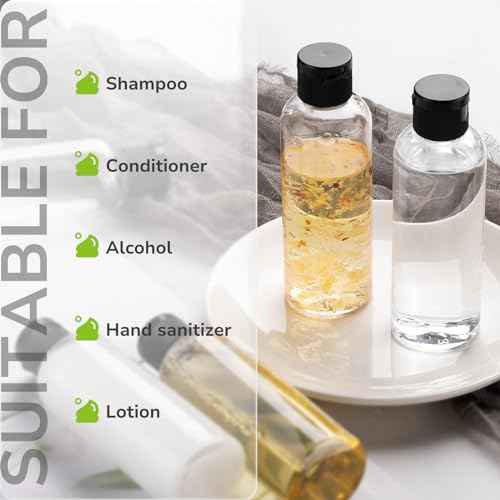 LISAPACK 3.4 oz Travel Bottles for Toiletries, Plastic Travel Size Containers for Shampoo Conditioner TSA Approved, Empty Small Squeeze for Lotion, Leak Proof Mini Liquid Tube for Refillable Clear