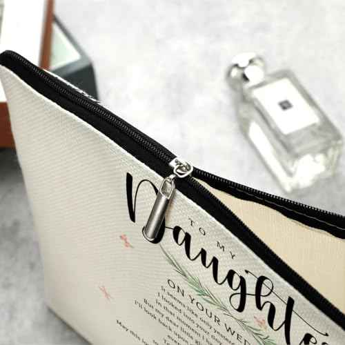 Inspirational Bridal Shower Cosmetic Bag - Wedding Makeup Bag for Bride, Congratulations Gift from Mom to Daughter
