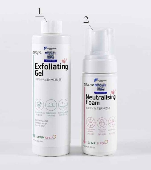 Stayve Derma White Exfoliating Gel and Neutralizing Foam Kit