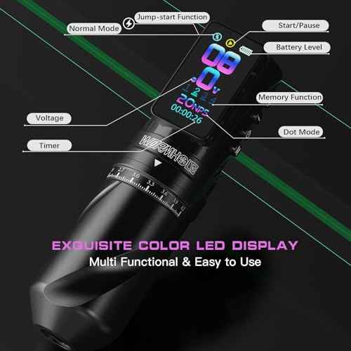 Wormhole Tattoo Gun Kit Tattoo Kit with 7 Adjustable Stroke 2,300mAh Power Wireless Tattoo Machine with Normal/Jump-Start/Dot Working Mode with LED Digital Display for Artist WTK381