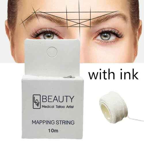 Pre-Inked Brow Mapping String for Microblading Eyebrow Marker Thread Tattoo PMU Microblading string Measuring Tool for Marking Symmetrical Eyebrows (white Pre-Inked (1 Pack))
