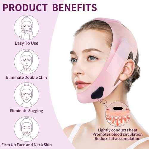 Double Chin Reducer,Chin Strap for Double Chin for Women, Face Lift Tape Improve Double Chin,23-27 Inches Upgrated V-silicone Soft Silicone Chin Strap
