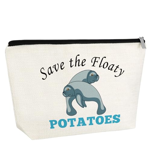 Funny Manatee Gift Manatee Lover Gift for Women Manatee Makeup Bag Sea Animal Lover Gift Friendship Gifts for Manatee Mom Friends Birthday Christmas Gift for Sister Besties Travel Cosmetic Pouch