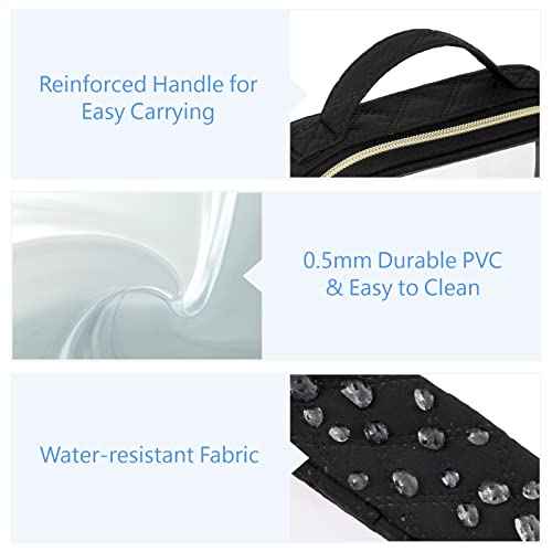 PACKISM Clear Makeup Bag - TSA Approved Toiletry Bag with Handle Large Opening, Clear Toiletry Bags for Traveling Travel Essentials, Travel Bags for Toiletries, Black