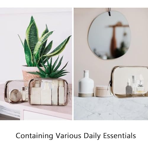 Clear Pouch Small, Makeup Bag, 6.6"x2.3"x4.7" Size TSA Approved Toiletry Bag, Clear Travel Bags for Toiletries, Cosmetic Bag for Women and Men Small-1 Pack Coffee