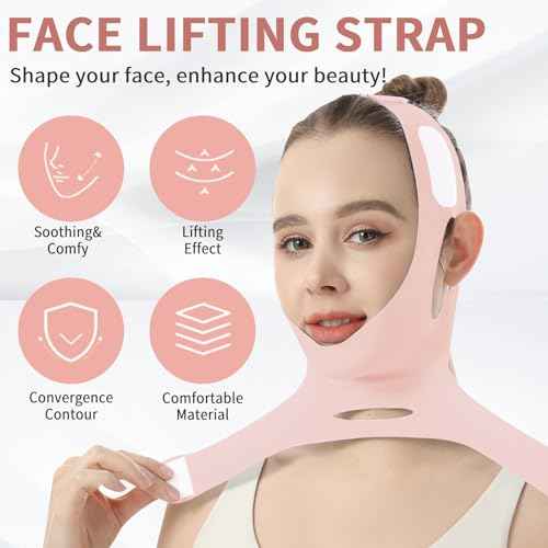 Face Lift Tape - V Line Lifting Mask Chin Strap for Sleeping, Adjustable Face Lifting Strap, 3D Contoured Design Facial Lifting Belt, Double Chin Reducer for Facial Shaping and Jawline Shaper