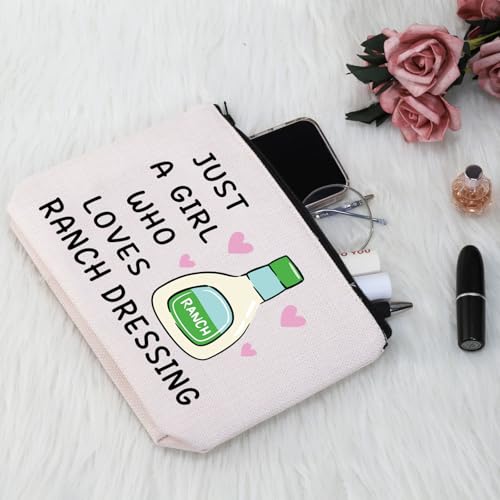 G2TUP Funny Ranch Dressing Gift Who Loves Ranch Dressing Makeup Bag Salad Saucey Lover Cosmetic Bag Funny Foodie Gift (Ranch Dressing MB)