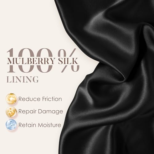 LULUSILK Mulberry Silk Lined Sleep Cap, No More Frizzy Tangled Hair, Stay On All Night Silk Hair Wrap for Sleeping with Adjustable Strap, Silk Bonnet for Women and Men, Bijou Blue, Pack of 1