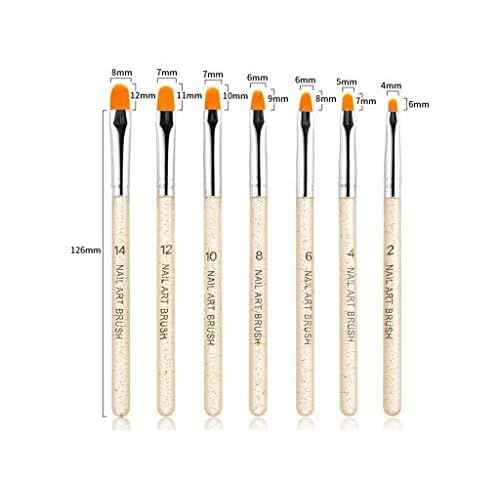 7Pcs Uv Gel Nail Brush, Poly Extension Gel Brush, Nail Art Tips Builder Painting Pen Set(No.2/4/6/8/10/12/14)