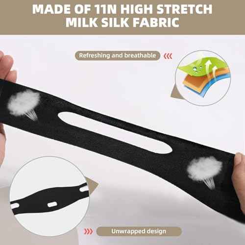 V-Line Lifting Mask - Double Chin Reducer and Face Shaper with High-Elastic Fit, Reusable Chin Strap and Depuffing Tape for Skin Tightening, Sagging Skin Relief and Slimming for Men and Women