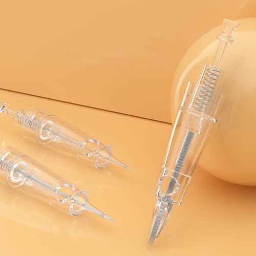 20Pcs 3F Tattoo Cartridge Needles, Disposable Microneedling Cartridges Needle for Eyebrow Eyeliner Lip, 3 Single Stack Flat 0.35MM Needle for Makeup, Microblading, Tattoo Machine (3 F)