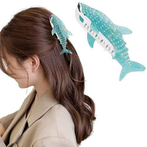 Whale Shark Hair Clips, Cute Ocean Sea Animal Hair Claw Clip for Women Girls, Acetate Nautical Marine Hair Accessories Gift