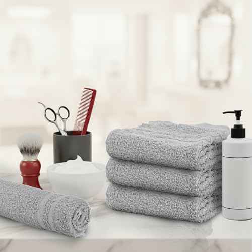 Hand Towels (Pack of 24) Grey Economy Salon Towels - 100% Cotton Spa Towel ? 16 x 27 Inches Highly Absorbable, Facial, Gym, Hair Towels Face Towels Bulk