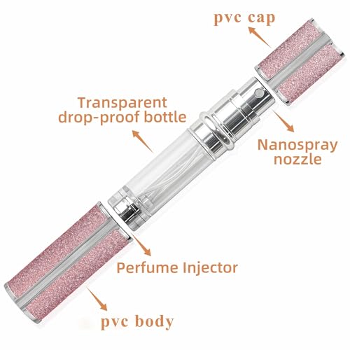 AE00BL Sparkling Travel Perfume Bottle, 5ml Mini Perfume Atomizer Sprayer, Glitter Diamond Pump Fill Perfume Bottle for Traveling, Vacation & Bussiness (Sparkling Blue)