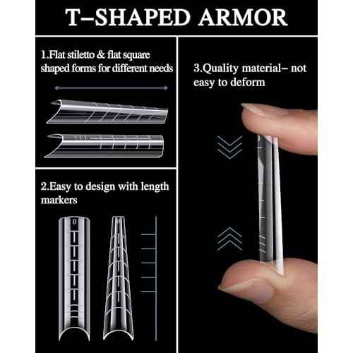 MORGLES Flat Dual Nail Forms Set, 144 Pcs Half Cover Nail Extensions Molds with Clips for Salon & Home use