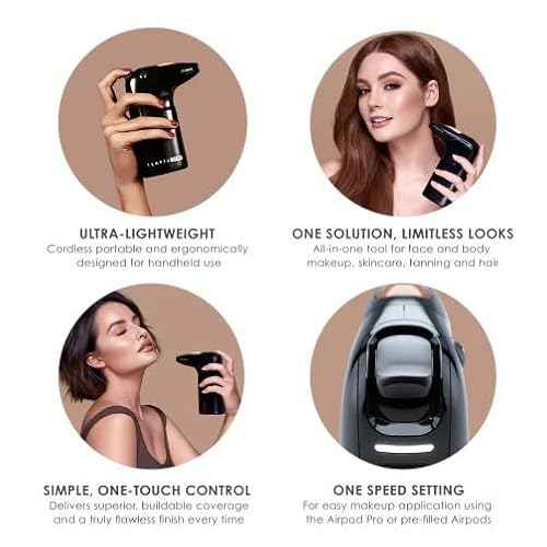 TEMPTU One Airbrush Make-up Kit with Cordless Compressor, 6 Shades: 11-Piece Set, Portable Air Brush Machine & Airpod Pro, 3 Shades of Foundation, Blush, Bronzer, Instant Concealer, Perfect Complexion