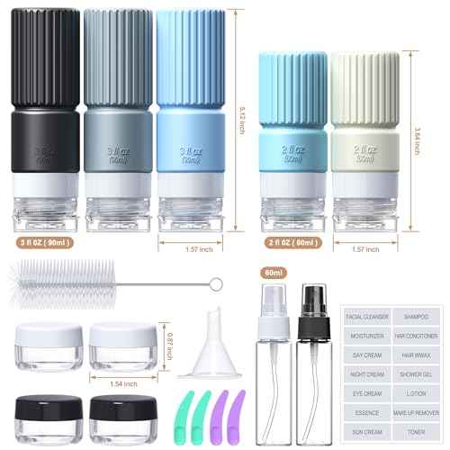 19 pack Travel Bottles for Toiletries,TSA Approved Silicone Travel Containers jar for Toiletries,Leak Proof 3oz Refillable Liqus Shampoo And Conditioner Travel Essentials toiletry (black)