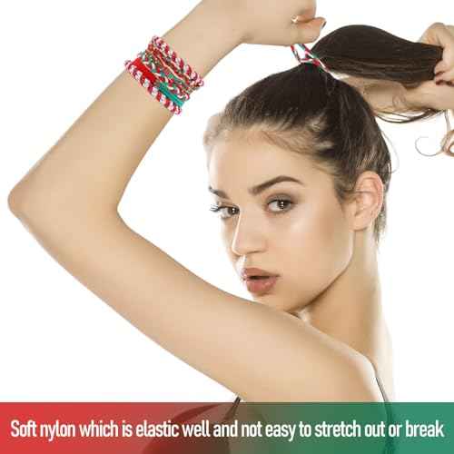 20 Pcs Christmas Hair Accessories: 10 Styles Cute Boho Hair Tie Bracelets for Thin and Thick Hair/Pony Tails, No Damage Elastics
