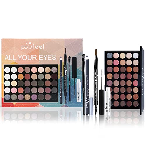 FantasyDay All in One Starter Cosmetics Set - 40 Color Eyeshadow Palette, Makeup Brushes, Brow Pencil, Mascara - Women & Teens Gift Set