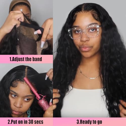 13x6 Deep Wave Lace Front Wigs Human Hair 200 Density HD Lace Front Wigs Human Hair Pre Plucked Bleached Knots Glueless Wigs Human Hair Wet and Wavy for Women (Natural Black 13X6, 20 inch, Curly)
