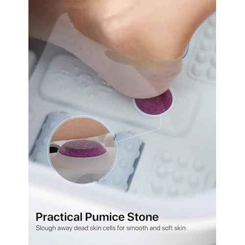 ALLJOY Foot Spa Bath Massager with Heat, Collapsible Foot Massager Spa Soaking Tub with Bubbles, Pumice Stone, Timer, 6 Shiatsu Massage Rollers Pedicure FootSpa for Relaxation, Gifts for Dad, Mom