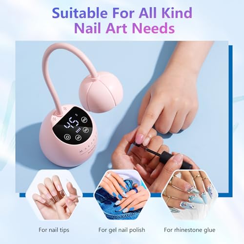 Makartt UV LED Nail Lamp - Gooseneck UV Light for Gel Nails Cherie Cordless USB 39W Nail Dryer Gel Lamp with 4 Times & Auto Sensor Professional Fast Flash Curing Polish Nail Art