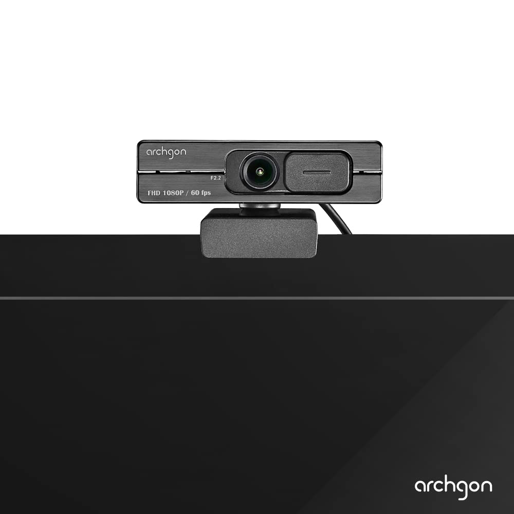 archgon 1080P/60fps Webcam C6206 Full HD Streaming Low-Light Correction Wide-Angle Lens Webcam with Dual Omni-Directional Microphone, Privacy Cover and Tripod Compatible with Teams Skype and Zoom