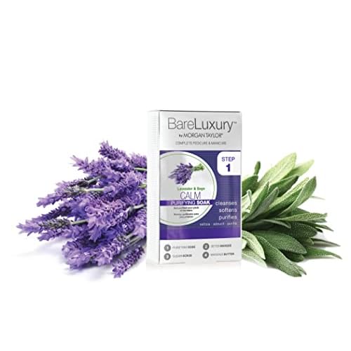 Morgan Taylor BareLuxury 4-Step Complete Pedicure & Manicure Packs - Complete Nail Care Kit with Soak, Masque, Scrub & Massage Butter, Professional Spa-Quality Treatments (Calm Lavender & Sage)