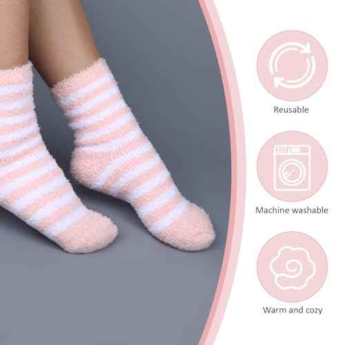 3 Pairs Aloe Socks, Aloe Infused Socks for Women, Fuzzy Moisturizing Socks, Spa Socks for Men, Lotion Socks Heel Socks for Dry Cracked Feet Women, Gel Socks Sleep Socks