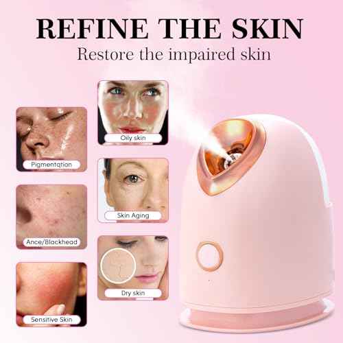 Face Steamer for Facial Deep Cleaning Unclogs Pores, Nano Ionic Warm Mist Humidifier Steamer for Face Home Sauna SPA, Bonus 4 Piece Stainless Steel Skin Kit, Gift for Women