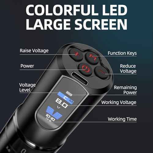 OG Dark Knight Rotary Tattoo Gun Machine with Adjustable Stroke,Wireless Tattoo Pen Machine with 2000mAh,Tattoo Machine Power LED Display Tattoo Equipment Supply for Professional Tattoo Artists