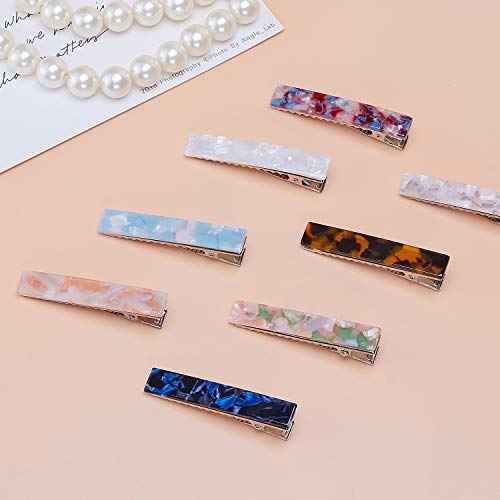 Acrylic Resin Hair Barrettes Alligator Hair Clips - 8pcs Duckbill Hair Clips Marble Pattern Hairpins Geometric Clips for Women Girls Hair Accessories Birthday Christmas Valentines Day Gifts