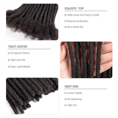 Originea Dreadlock Extensions Human Hair for Man/Women Full Head Handmade 0.8cm Thickness Can Be Dyed and Bleached Dreadlocks Bulk Permanent Loc Extensions (14 Inch 30 Strands, 1B# 0.4cm)