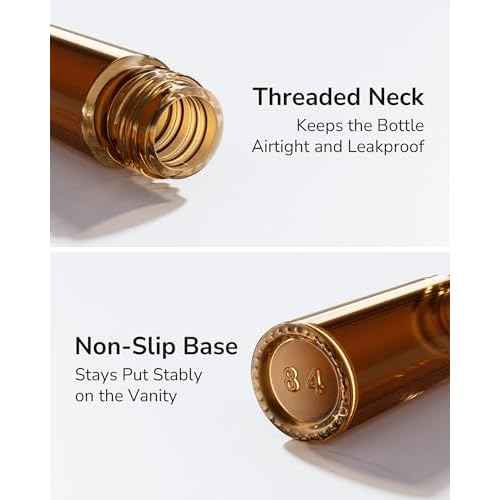 ULG 48-Pack Essential Oil Roller Bottles 10ml, Empty Bottles with Stainless Steel Roller Balls and Waterproof Labels, Amber Roller Balls For Essential Oils