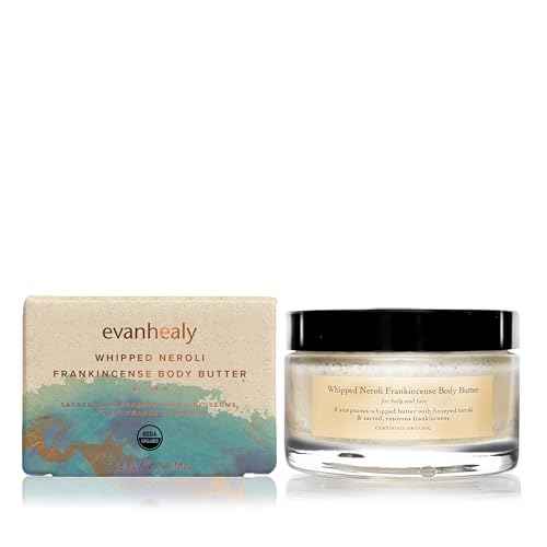 evanhealy Whipped Neroli Frankincense Body Butter | Organic Shea with Silky Plant Oils to Soften & Moisturize All Skin | For Face and Body