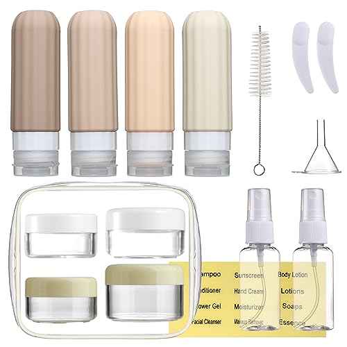 16 Pack Travel Bottles Set for Toiletries, Leakproof Travel Containers for Toiletries TSA Approved Silicone Travel Accessories Squeezable Refillable 3oz for Shampoo Conditioner Lotion