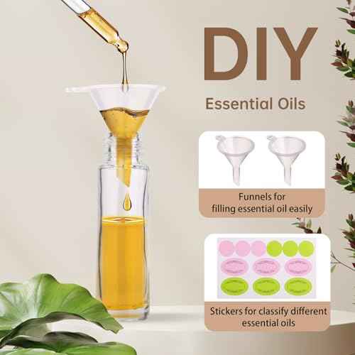 inice 24 Pack Clear Galss Roller Bottles,10ml Roll On Bottles Stainless Steel Roller Balls Metal Cap for Aromatherapy Essential Oils Applicator