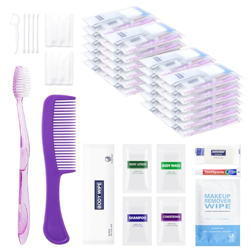 50 Kits Travel Toiletry Kit Bulk, Personal Hygiene Kit, Disposable Hygiene Kit Homeless Care Supplies Charity Kit For Home, Hotel, Camping, Travel