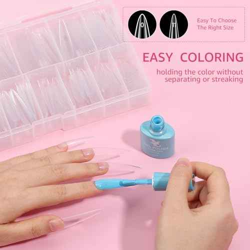 504PCS 3XL Stiletto Nail Tips, Extra Long Clear Acrylic Nails Professional, 12 Sizes Tapered Acrylic Press On Gel Nail Tips for Nail Salons Home DIY