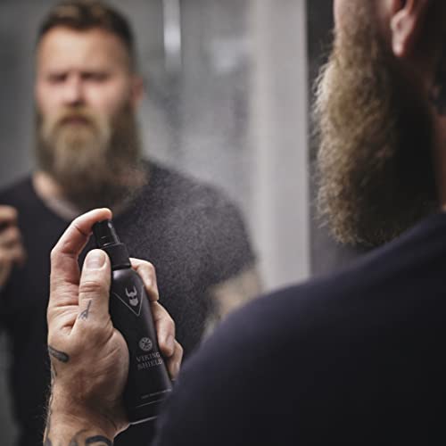 Beard & Hair Heat Protectant Spray - Viking Shield Beard Spray for Men, Protects Hair from Heat Damage of Straightener and Styling - Argan Oil Thermal Protector Spray - Protect Up To 450¨¬ F - 4 Fl Oz