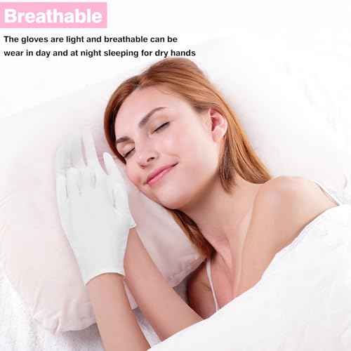 6 Pair White Cotton Gloves for Dry Hands, Moisturizing Overnight Work Gloves Liners for Eczema, Psoriasis Skin Spa Treatment Coin Jewelry Craft Handling for Women & Men, Large