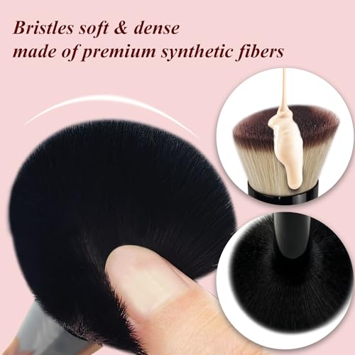 2 Pcs 4 in 1 Makeup Brush Set - Travel Size Powder/Blush, Foundation, Blending, Eye & Lip Brushes